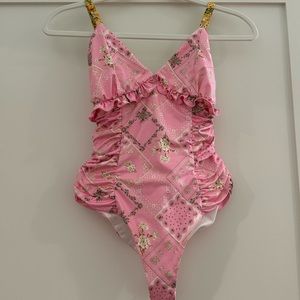 LoveShackFancy Delaine Swimsuit Pink Honey